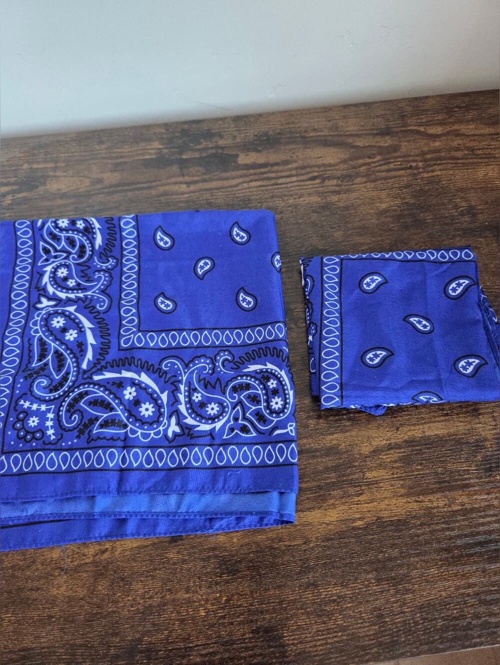Set Of 2 Blue Bandanas Paisley Western Rodeo Cowgirl Southwestern Scarf Necktie